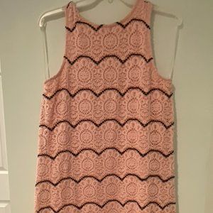 Pink lace stretchy smock dress